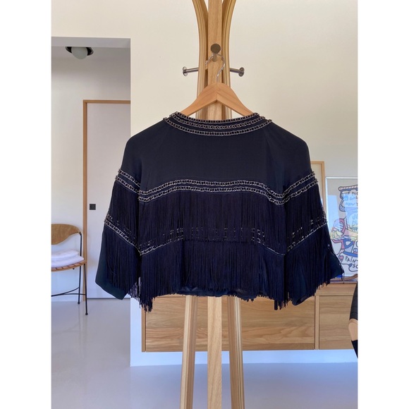 💘BEBE chain link fringe bolero jacket - Picture 3 of 7